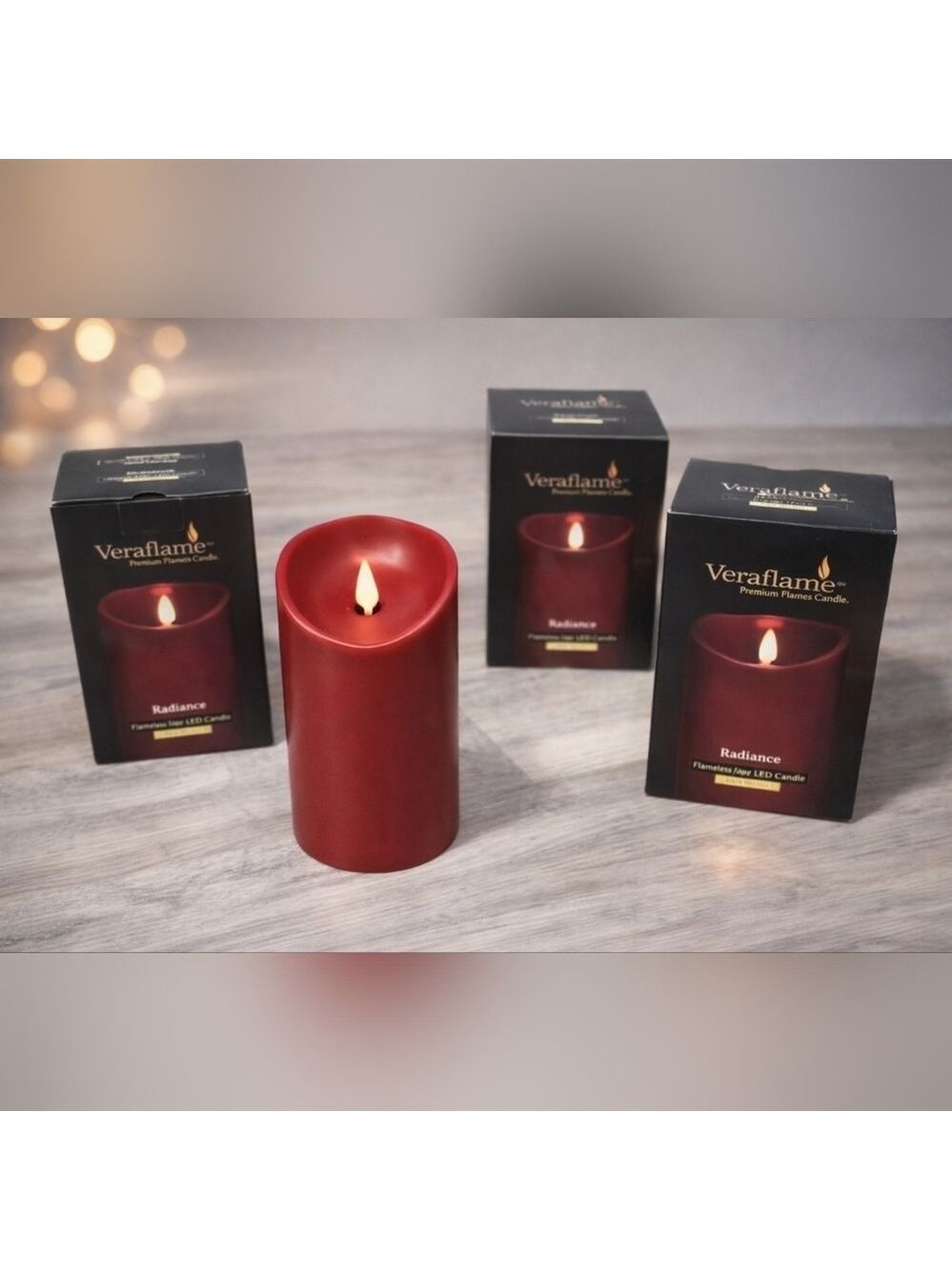 Veraflame Set of 4 Flameless Flickering LED Candles Red – New in Box